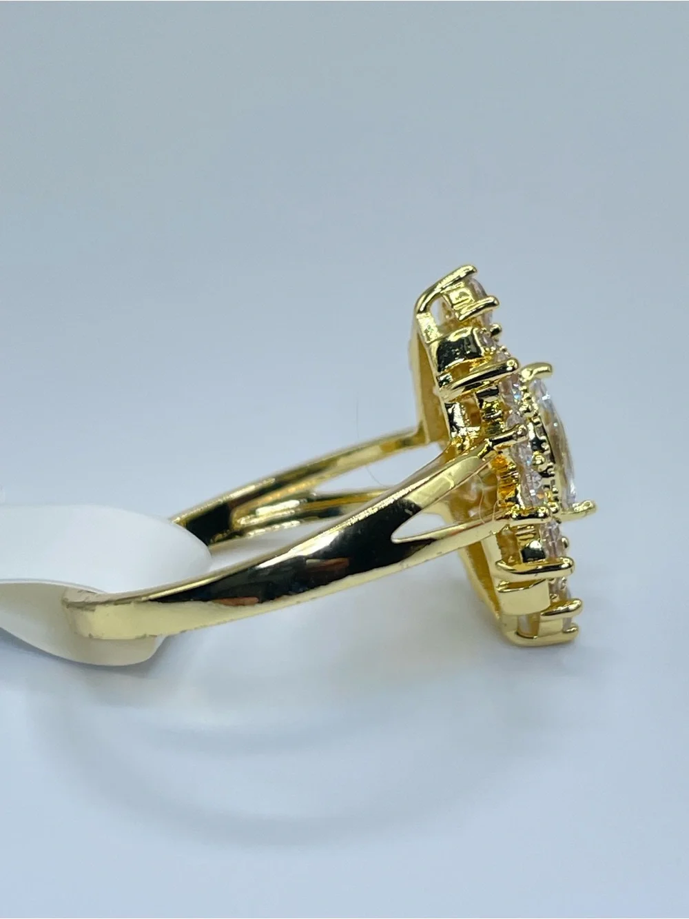 Swarovski Crystal Elements White Crystal Art Deco Ring Vintage Look Sz 8